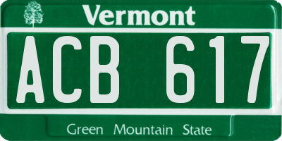 VT license plate ACB617