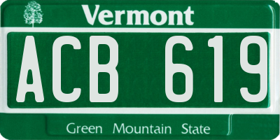 VT license plate ACB619