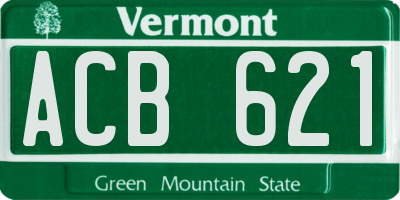 VT license plate ACB621