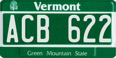 VT license plate ACB622