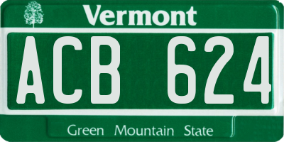 VT license plate ACB624