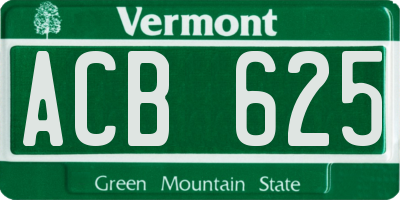 VT license plate ACB625