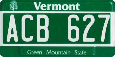 VT license plate ACB627