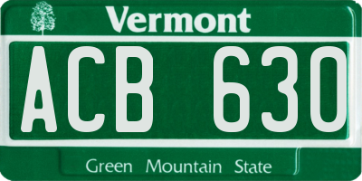 VT license plate ACB630