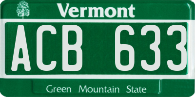 VT license plate ACB633