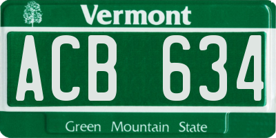 VT license plate ACB634