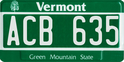 VT license plate ACB635