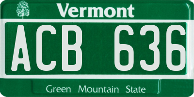 VT license plate ACB636