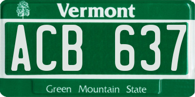 VT license plate ACB637