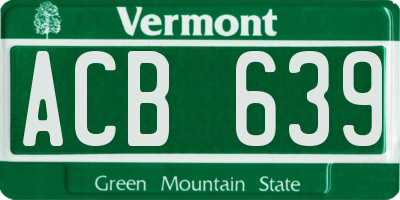 VT license plate ACB639