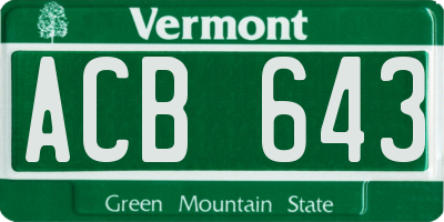 VT license plate ACB643