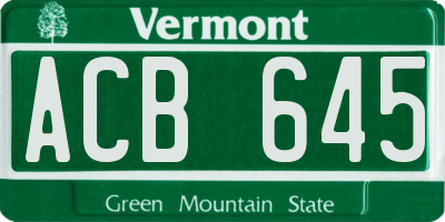 VT license plate ACB645