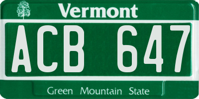 VT license plate ACB647