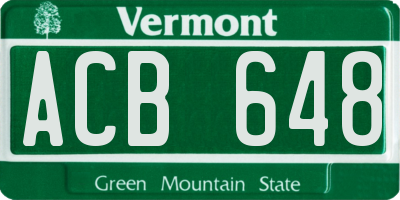 VT license plate ACB648