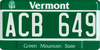 VT license plate ACB649