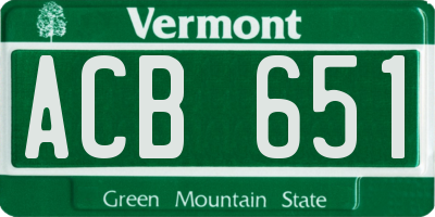 VT license plate ACB651