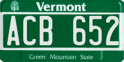 VT license plate ACB652