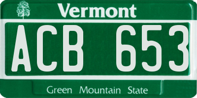 VT license plate ACB653