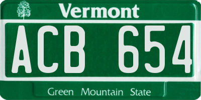 VT license plate ACB654