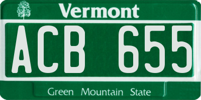 VT license plate ACB655