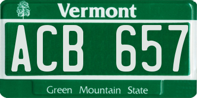 VT license plate ACB657