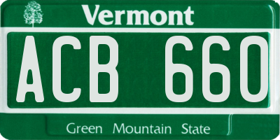 VT license plate ACB660