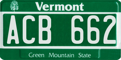 VT license plate ACB662