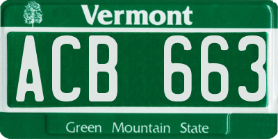 VT license plate ACB663