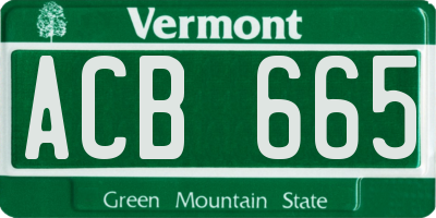 VT license plate ACB665