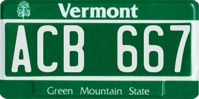 VT license plate ACB667