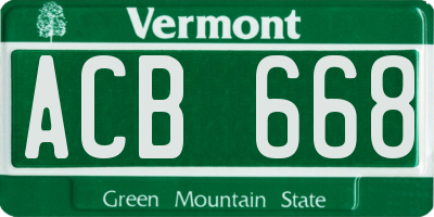 VT license plate ACB668