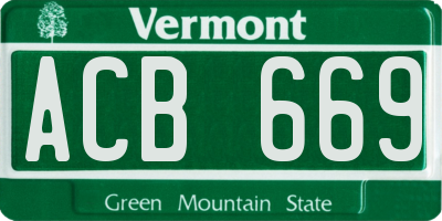 VT license plate ACB669