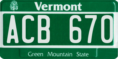 VT license plate ACB670