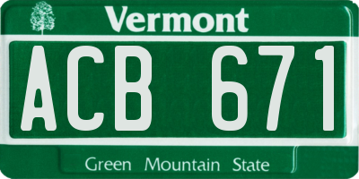 VT license plate ACB671