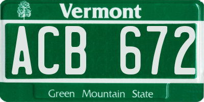 VT license plate ACB672