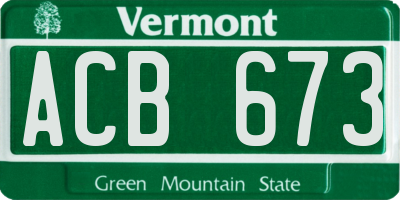 VT license plate ACB673