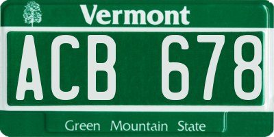 VT license plate ACB678