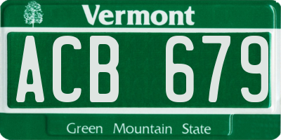 VT license plate ACB679