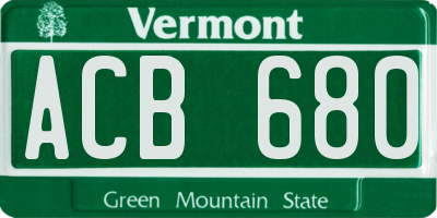 VT license plate ACB680