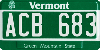 VT license plate ACB683