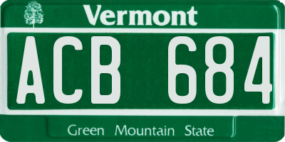 VT license plate ACB684