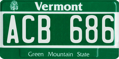 VT license plate ACB686