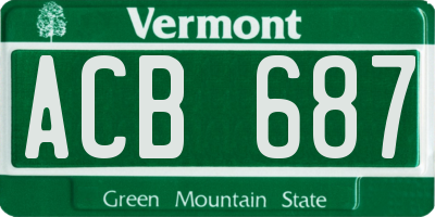 VT license plate ACB687