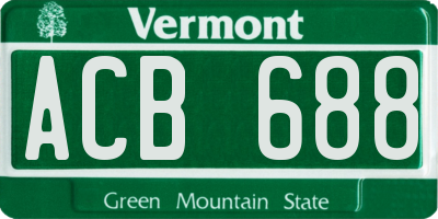 VT license plate ACB688