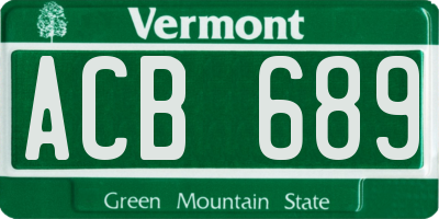 VT license plate ACB689