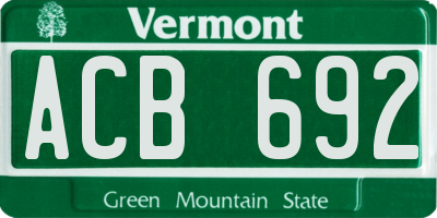 VT license plate ACB692