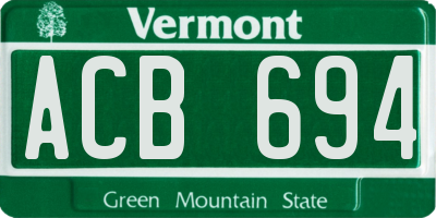 VT license plate ACB694