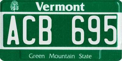 VT license plate ACB695