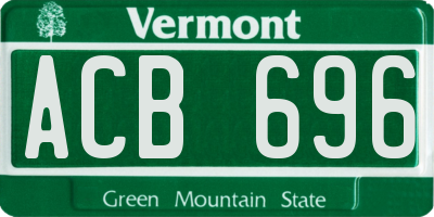 VT license plate ACB696