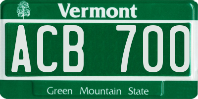 VT license plate ACB700